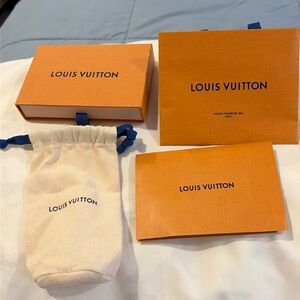 Louis Vuitton small box gift bag and card  and cloth bag all empty and new